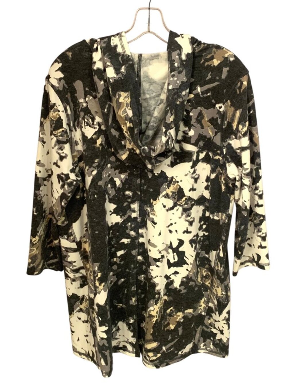 LOGO LOUNGE by Lori Goldstein Gray + White Camo Print Hooded Zip-Up Jacket 1X - Picture 6 of 8